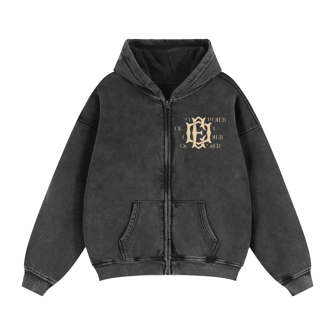 ZIP THROUGH BOXY HOODIE WITH OE LOGO
