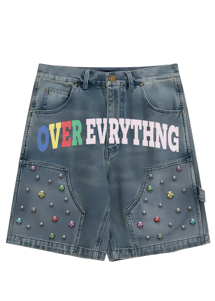 Celestial Sovereign Embellished Denim Shorts (Luxury Limited